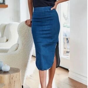 Frank & Eileen Skirt Size 4 Donegal Denim Long NWT